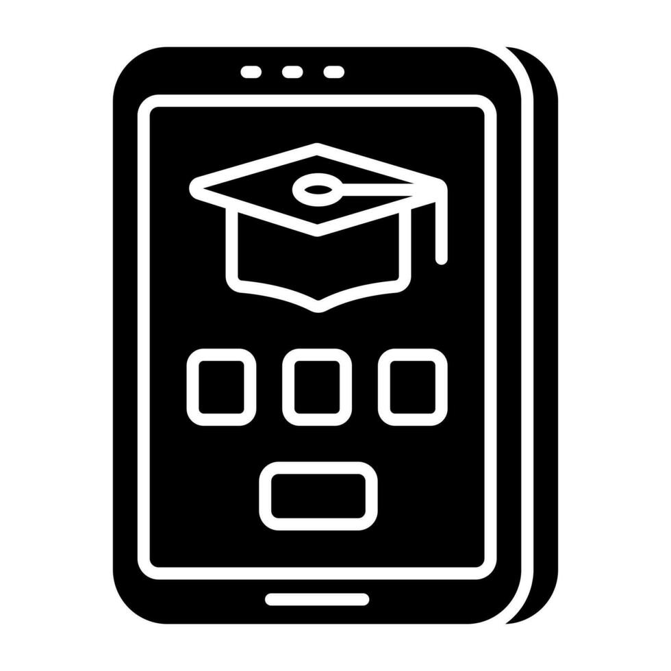 baret binnen smartphone, icoon van mobiel onderwijs vector