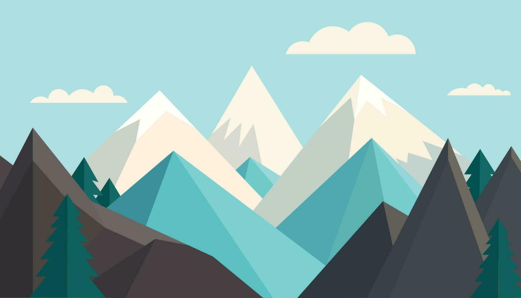 vlak minimalistisch ontwerp. panorama van een berg landschap. gemakkelijk naar verandering kleuren. vector