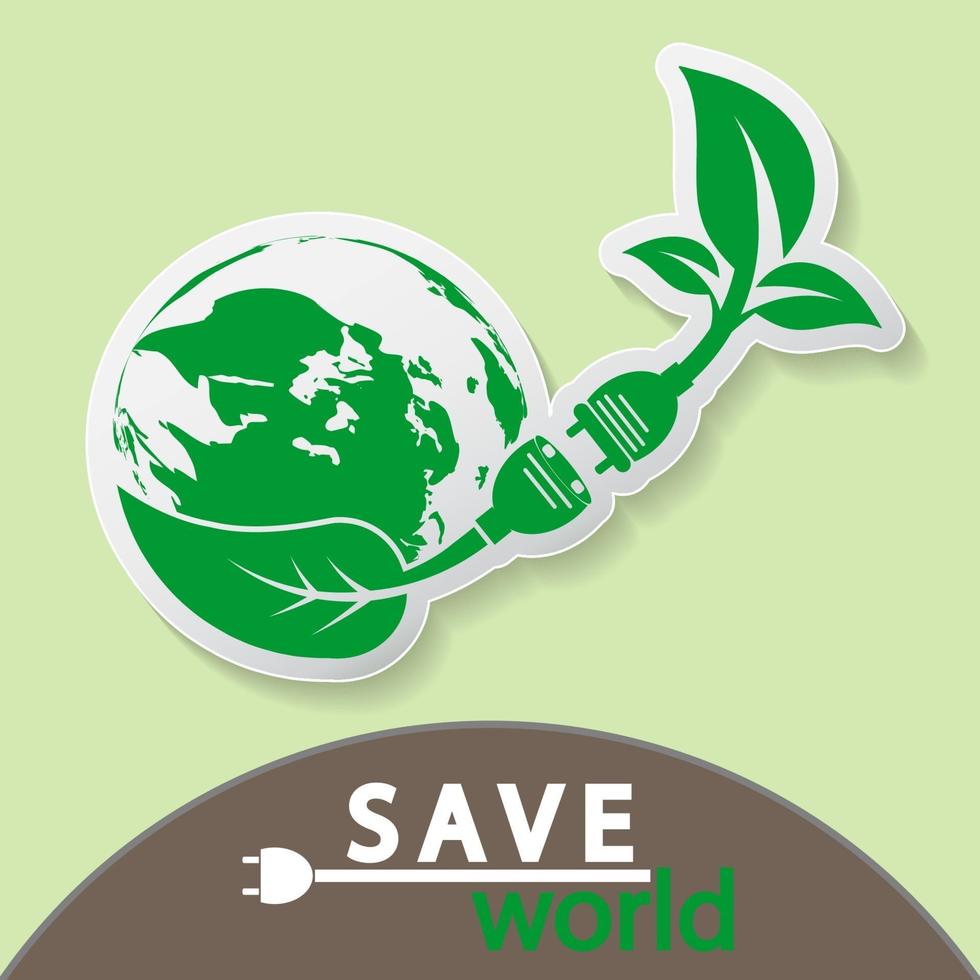 groene aarde concept met bladeren, ecologie aard. vector illustratie.