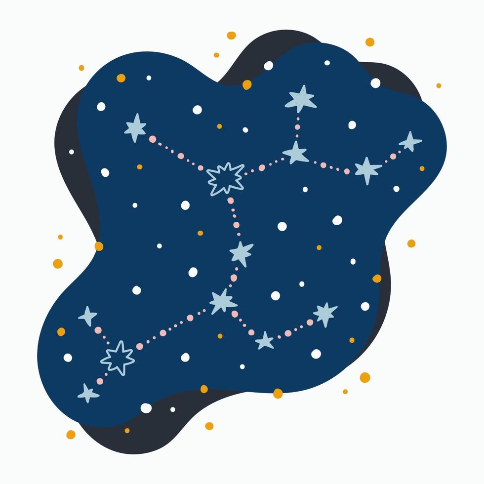 schattig sterrenbeeld sterrenbeeld Boogschutter doodles hand getrokken sterren en stippen in abstracte ruimte vector