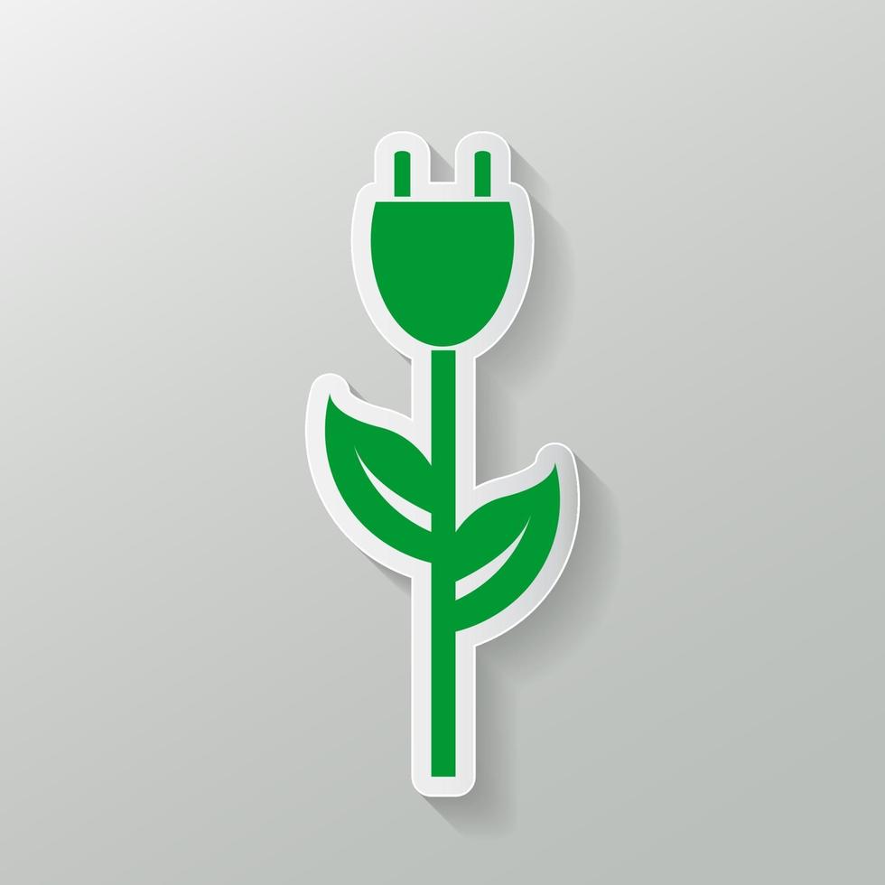 stekker groen ecologie embleem of logo. vector illustratie