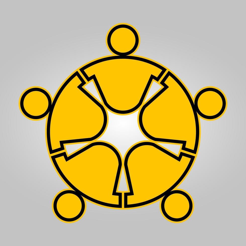 vergaderruimte mensen logo. groep van vier personen in cirkel vector