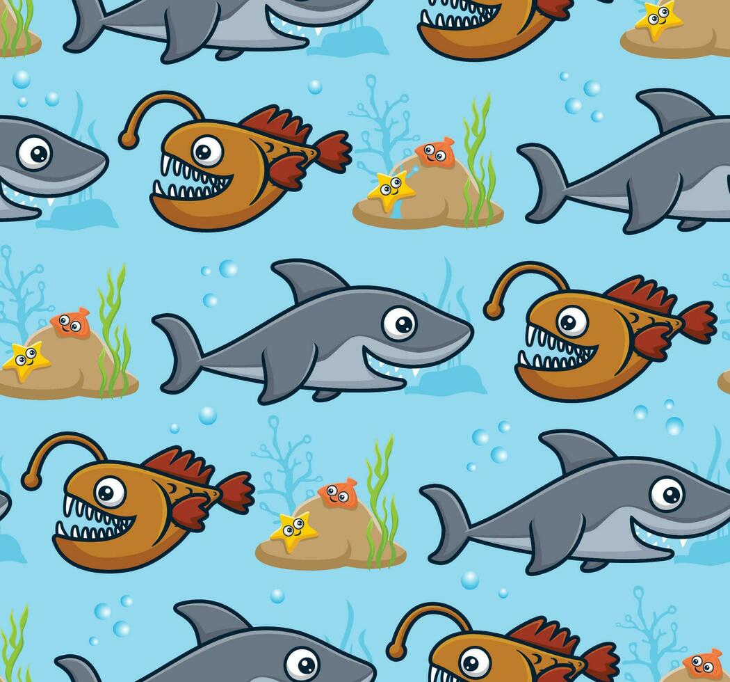 naadloos patroon vector van tekenfilm marinier dieren. zee leven elementen illustratie