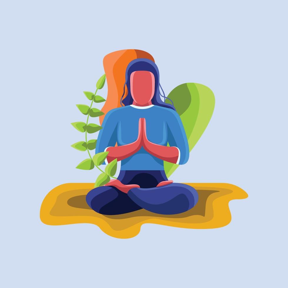 meditatie en ontspanning platte vectorillustratie vector