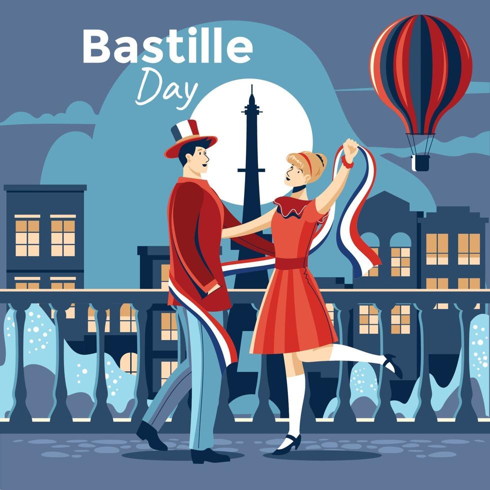 paar bastille-dag vieren vector