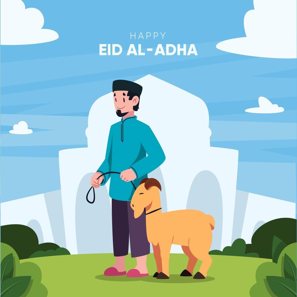 eid al-adha-viering in plat ontwerp vector