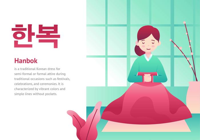 Lady In Hanbok stripfiguur vector