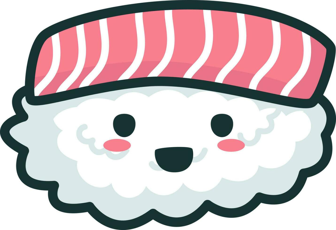 schattig sushi illustratie, vector, karakter, tonijn, zeevruchten, sashimi, kawaii vector