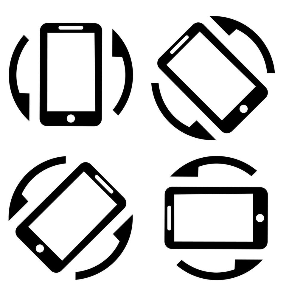 draaien smartphone icoon vector. mobiel scherm omwenteling illustratie symbool. horizontaal of verticaal omwenteling pictogrammen set. vector