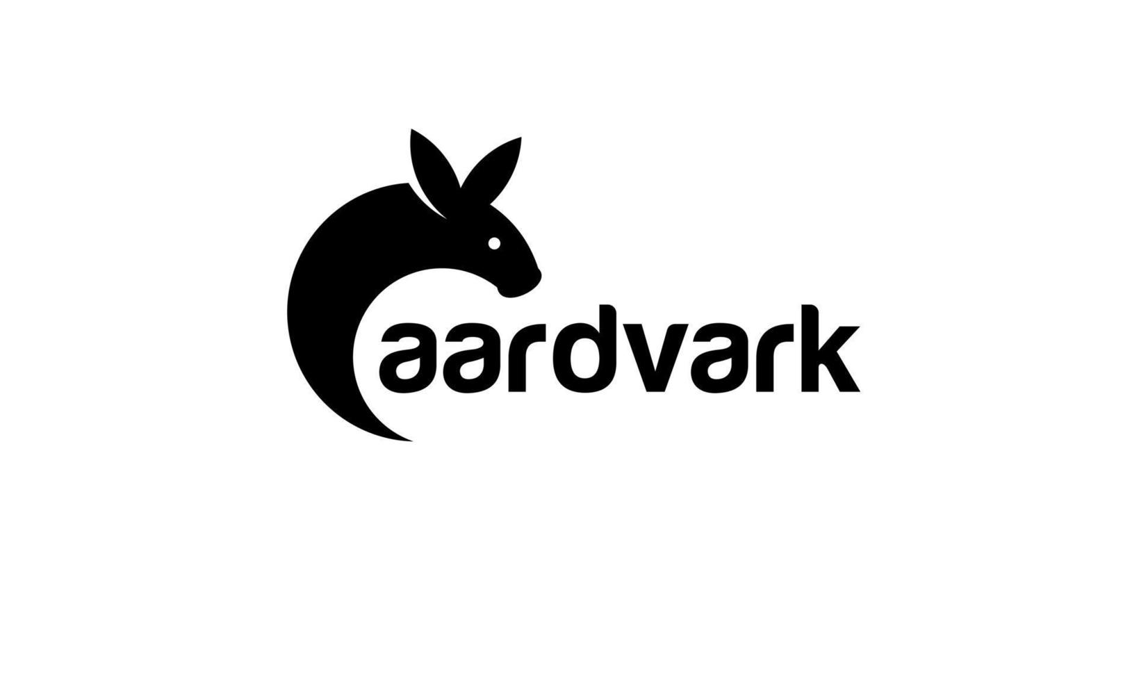 minimaal aardvarken zwart vector logo-ontwerp