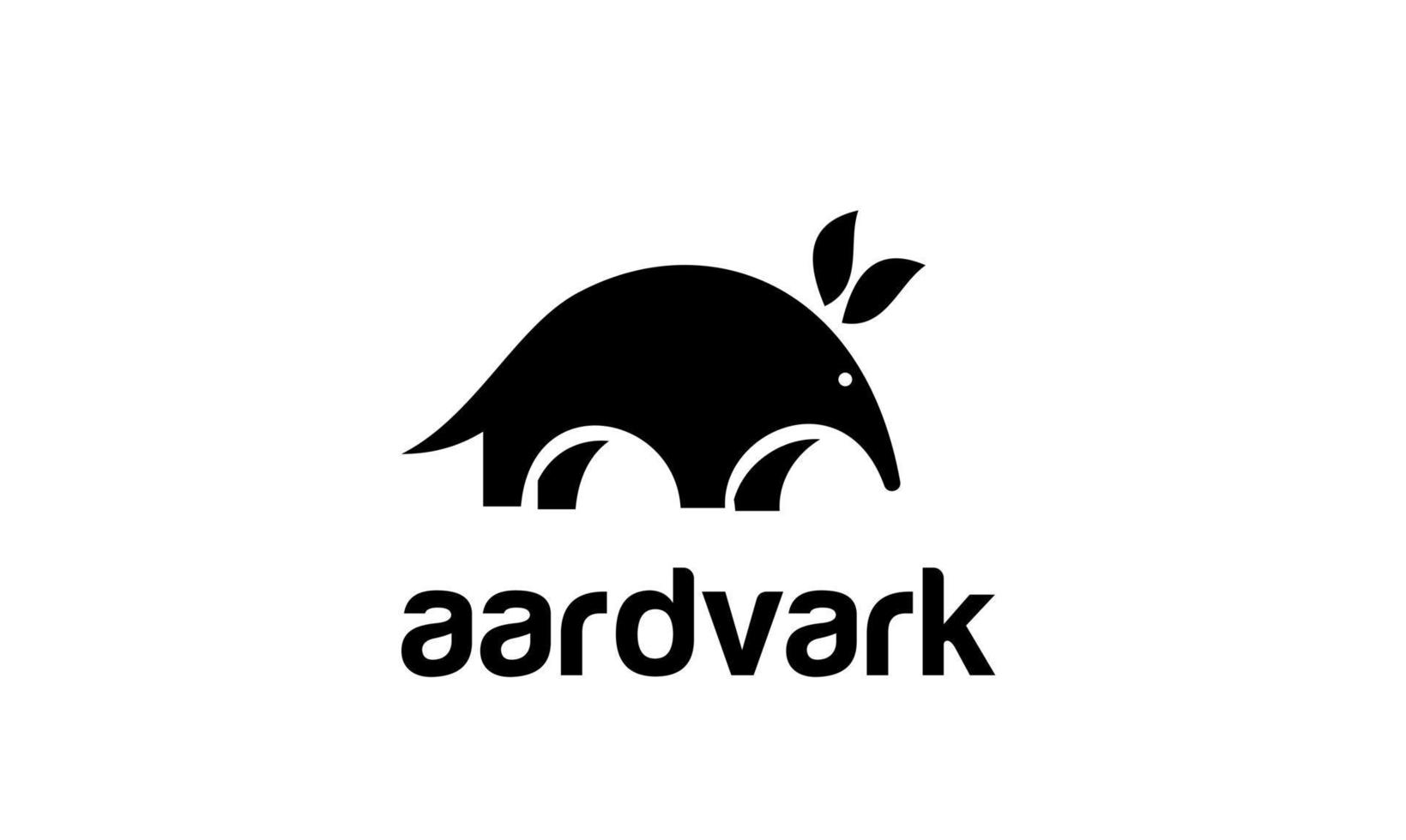 minimaal aardvarken zwart vector logo-ontwerp