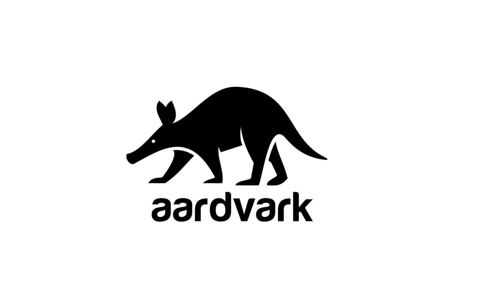 minimaal aardvarken zwart vector logo-ontwerp