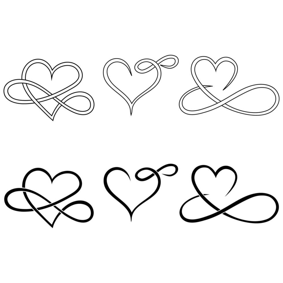 wijnoogst hart icoon vector set. liefde illustratie teken verzameling. romance symbool.