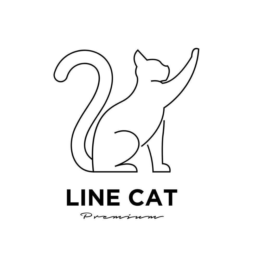 zwarte kattenlijn eenvoudig logo vector