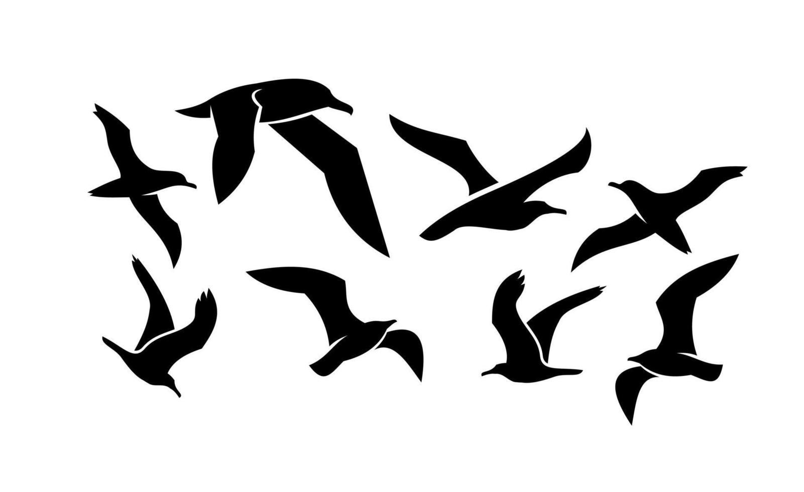 set collectie van zeemeeuw zwarte vector pictogram ontwerp illustratie