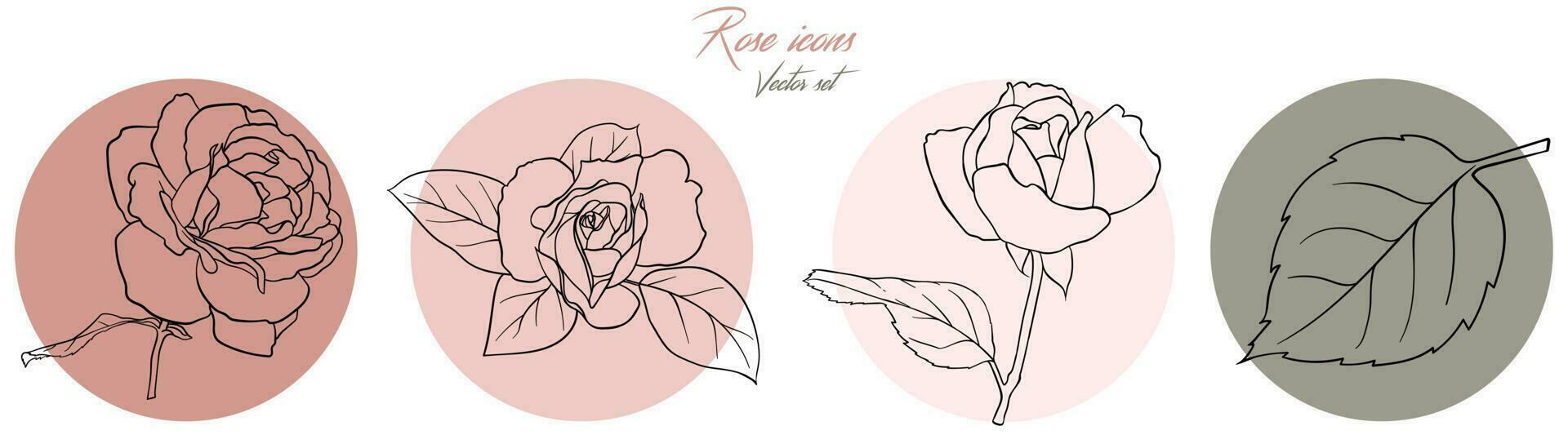 vector reeks van ronde pictogrammen met rozen. gekleurde symbolen voor de ontwerp van plaatsen, toepassingen, spandoeken, widgets, decor, enz. vector illustratie