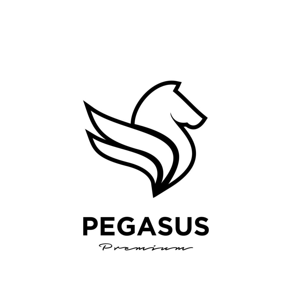 pegasus vliegpaard, zwart paard, ontwerplogo vector