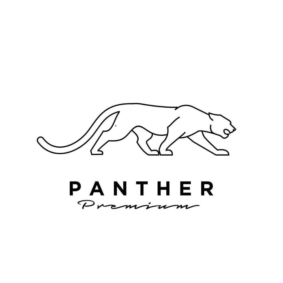 premium zwarte panter vector lijn logo afbeelding ontwerp