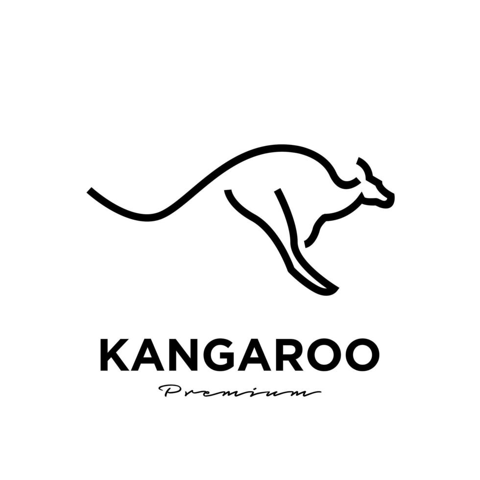 Kangoeroe wallaby lijn logo vector pictogram premium illustratie