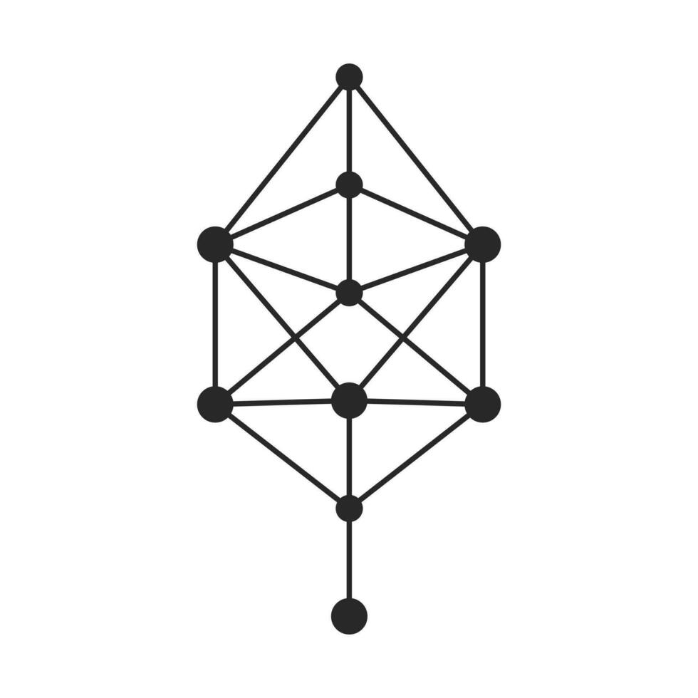 verbindingen en atomen grafisch element geïsoleerd. abstract sterrenbeeld, grafisch symbool logo of tatoeëren vector