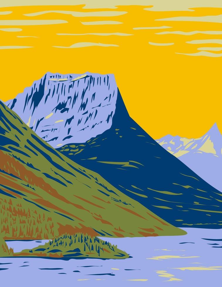 Waterton-Glacier International Peace Park de Union of Waterton Lakes National Park in Canada en Glacier National Park in de Verenigde Staten wpa poster art vector