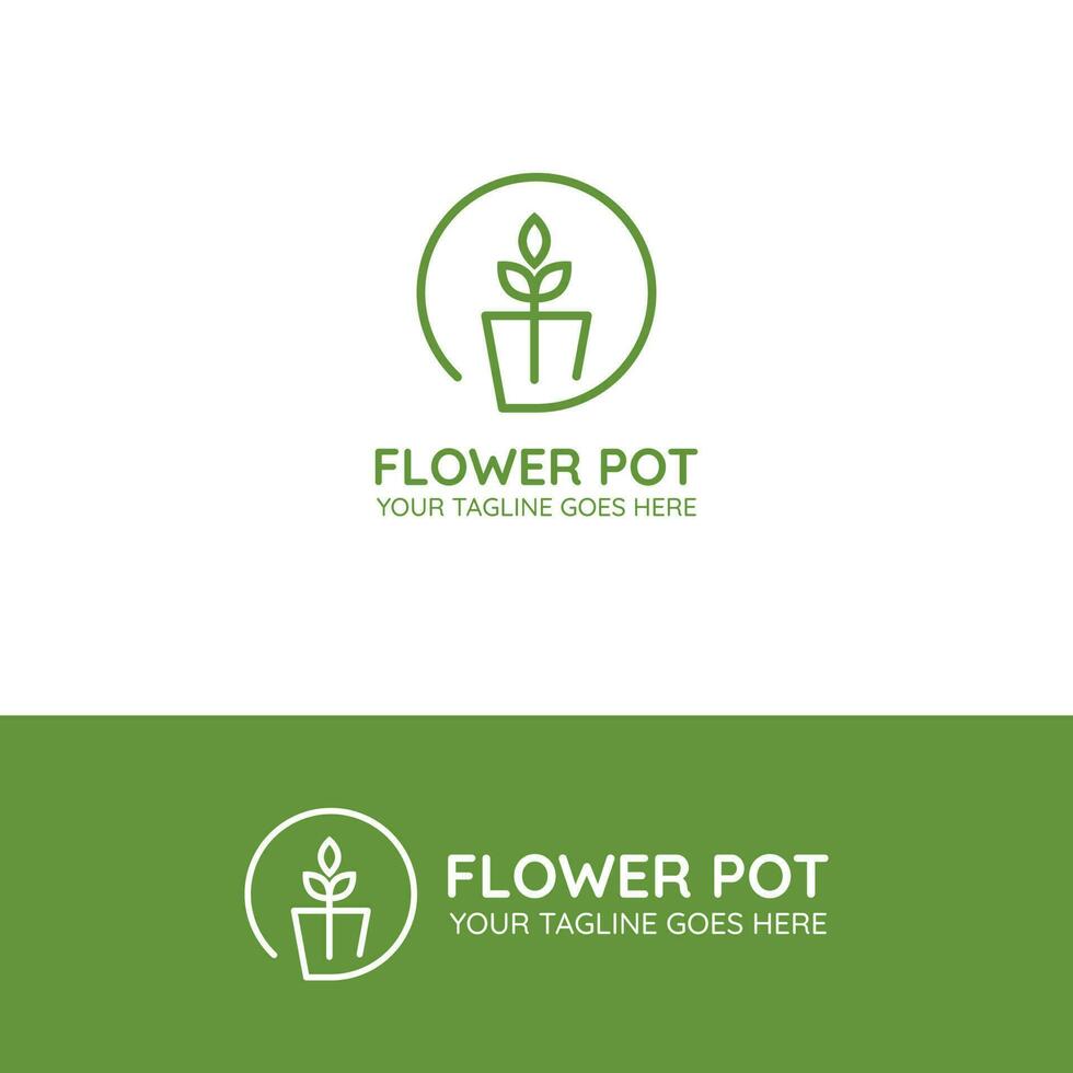 bloem logo vector ontwerp met groen lijn stijl