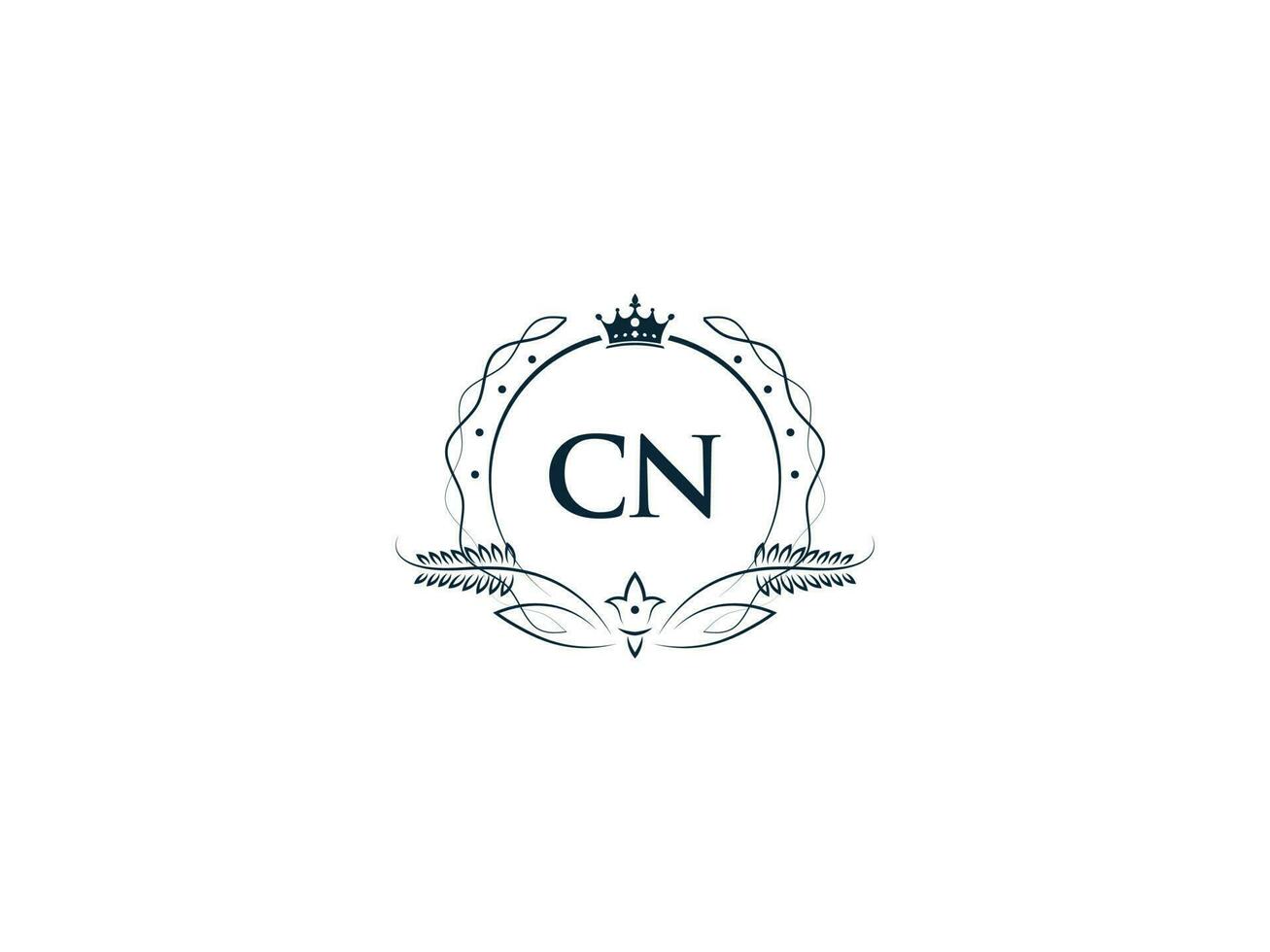 minimaal cn logo icoon, creatief vrouwelijk kroon cn nc brief logo beeld ontwerp vector