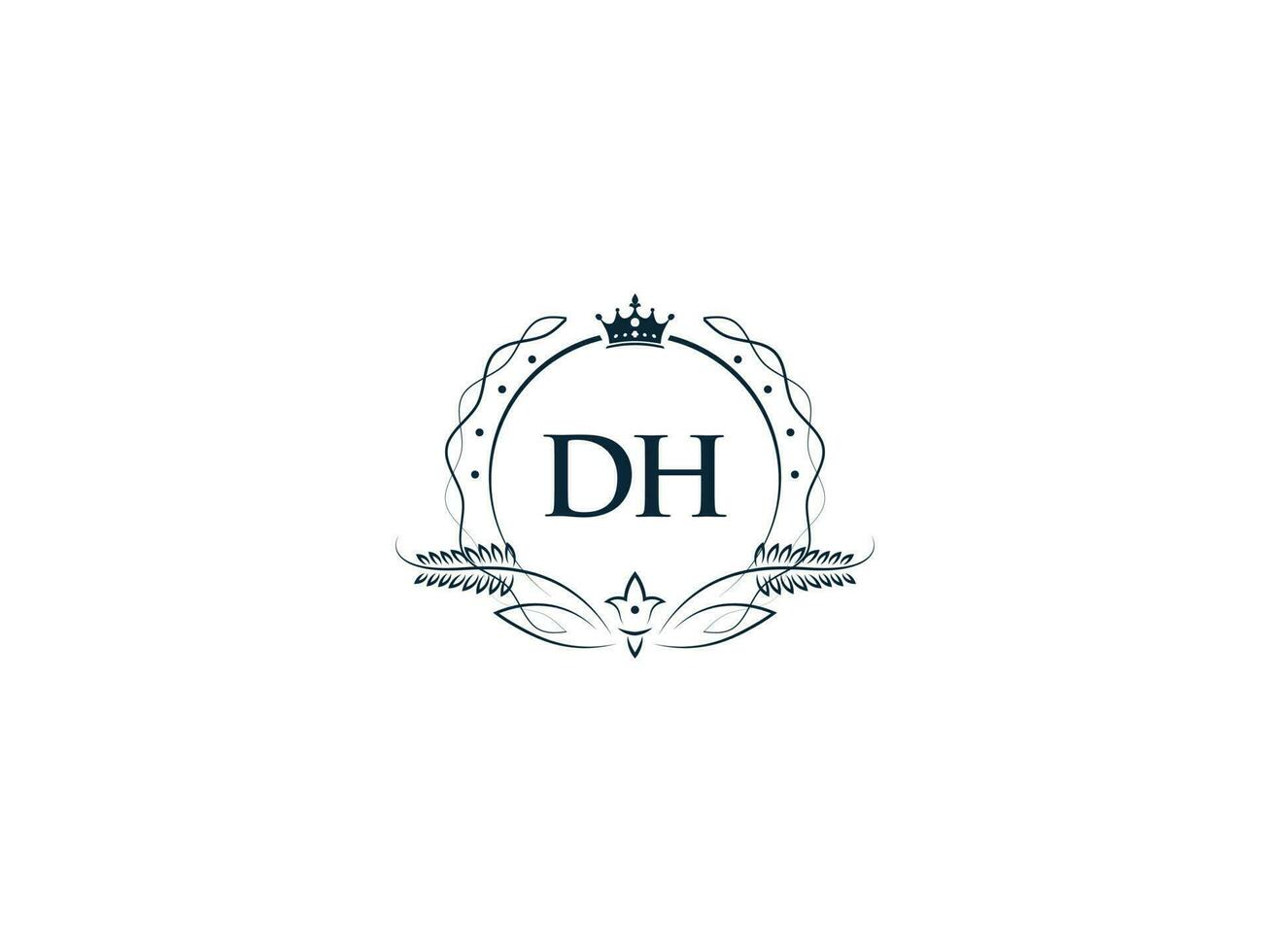 eerste dh vrouwelijk logo, creatief luxe kroon dh hd brief logo icoon vector