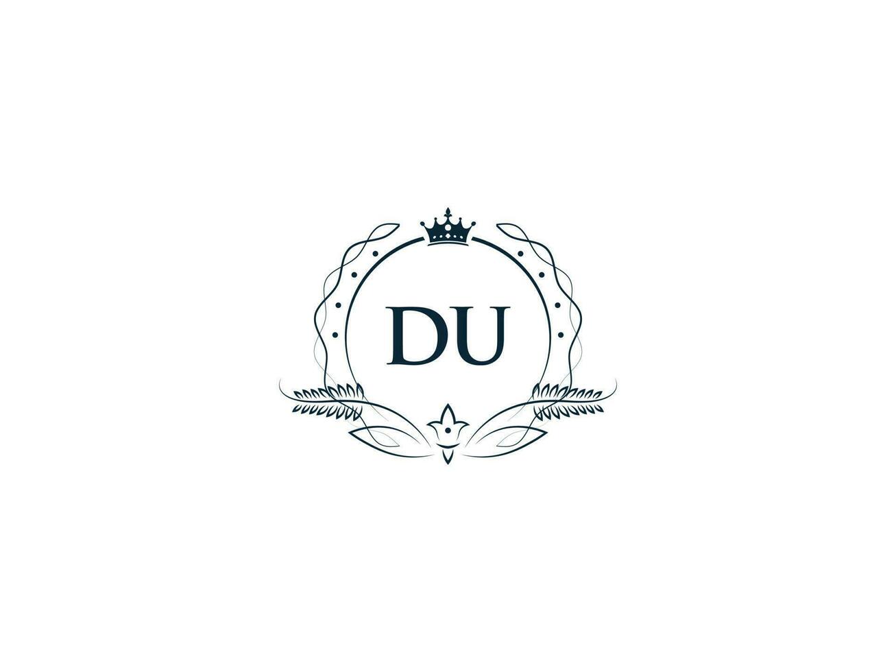 eerste du vrouwelijk logo, creatief luxe kroon du ud brief logo icoon vector