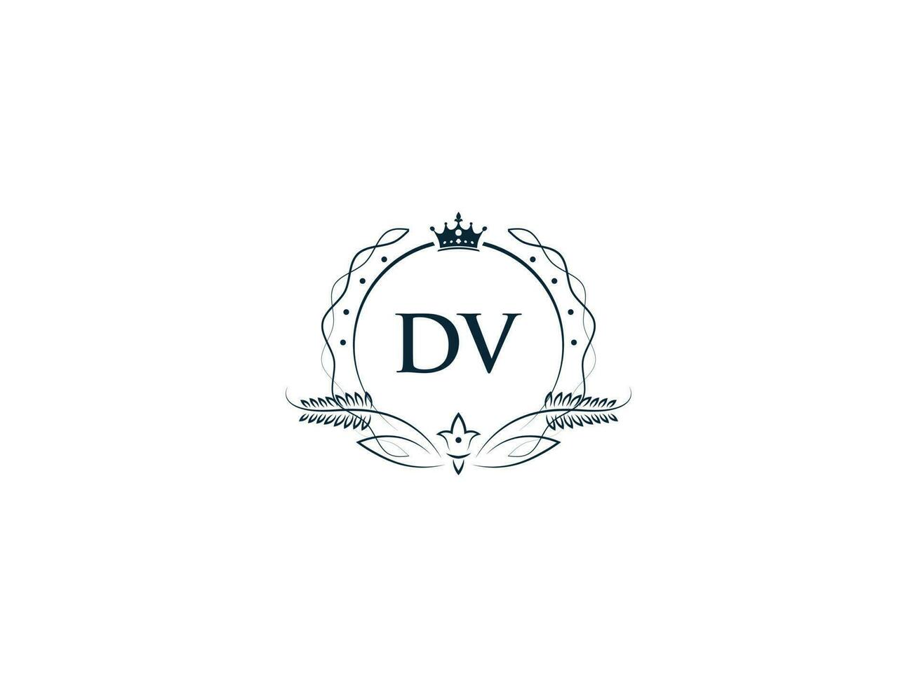 eerste dv vrouwelijk logo, creatief luxe kroon dv vd brief logo icoon vector