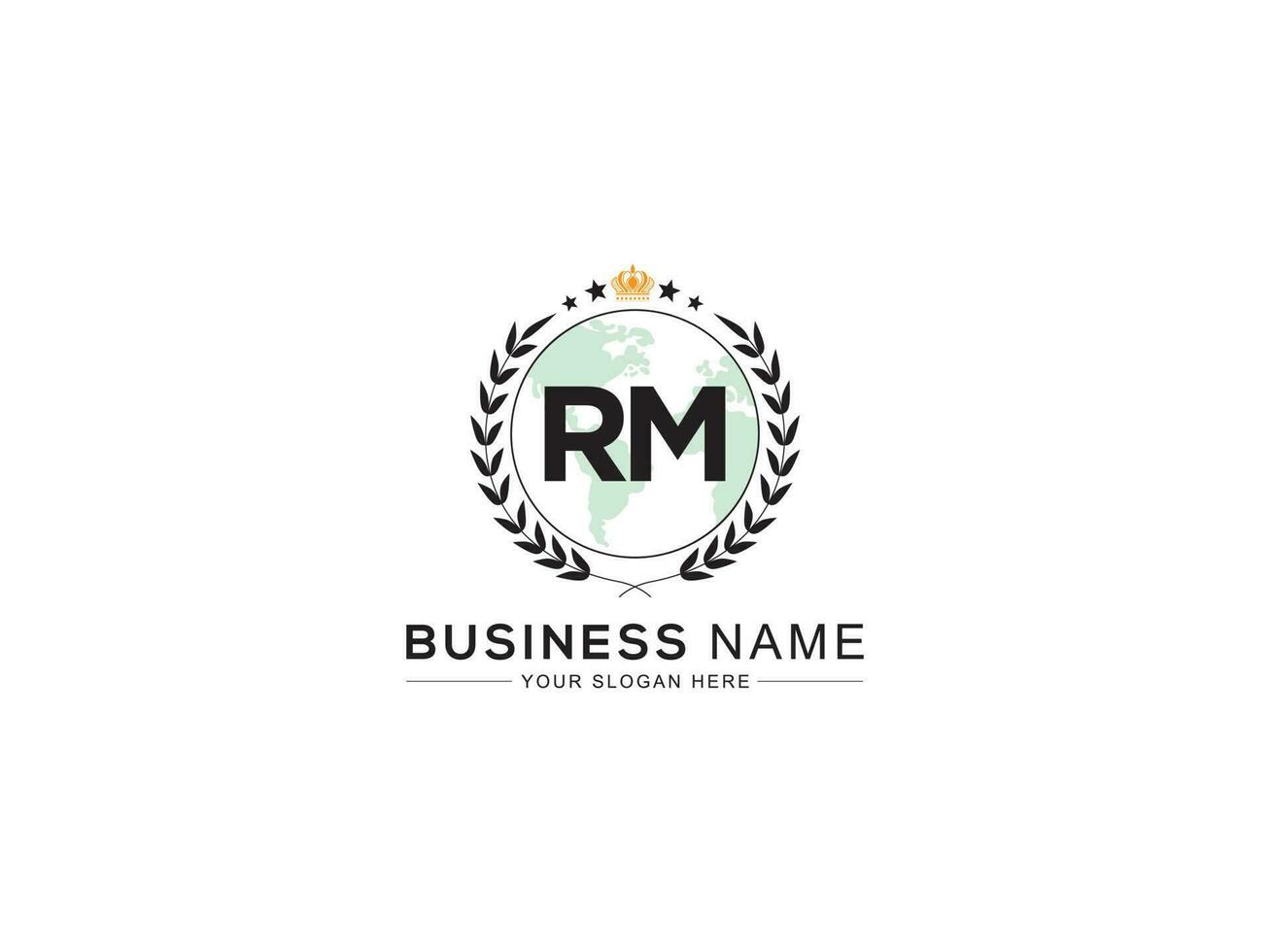 Koninklijk kroon rm logo icoon, eerste luxe rm logo brief vector kunst