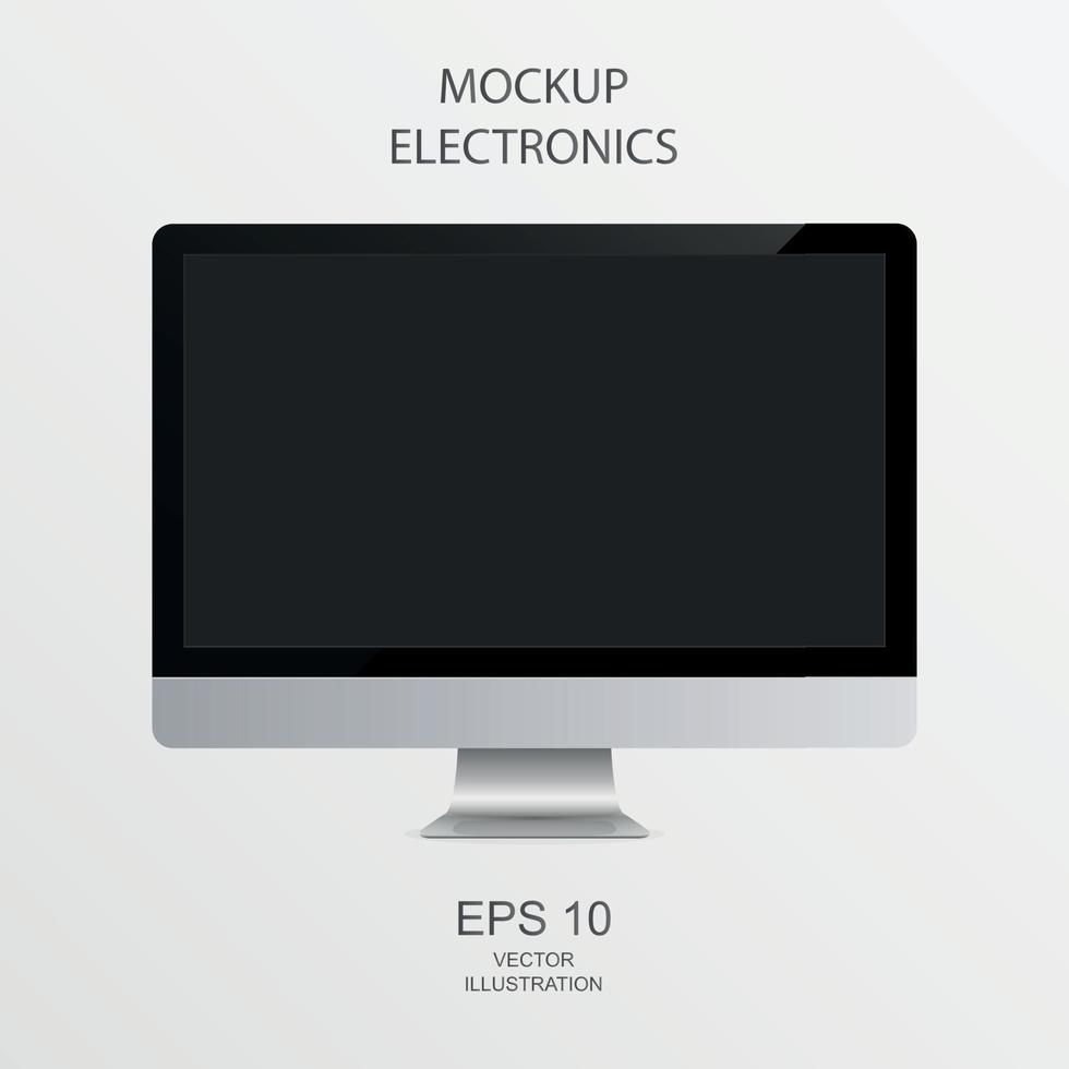 pc-monitor in zwart, zilver en wit met reflectie - realistische vector