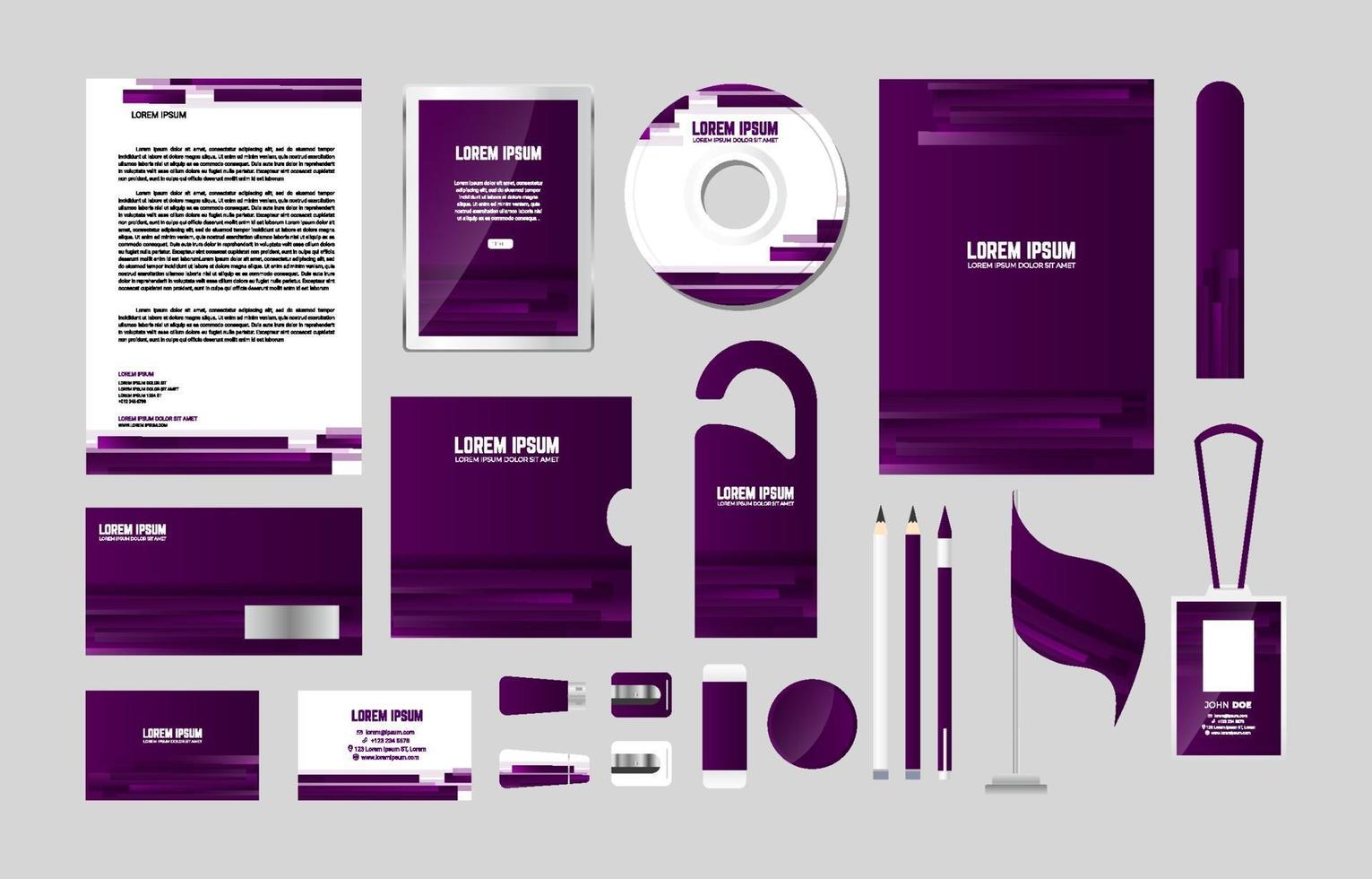 abstracte paarse zakelijke stationaire kit vector