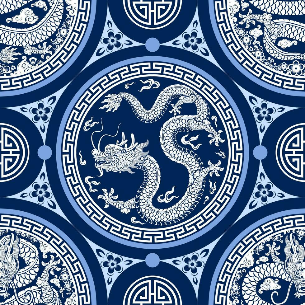 naadloos patroon gelukkig Chinese nieuw jaar 2024 de draak dierenriem teken vector