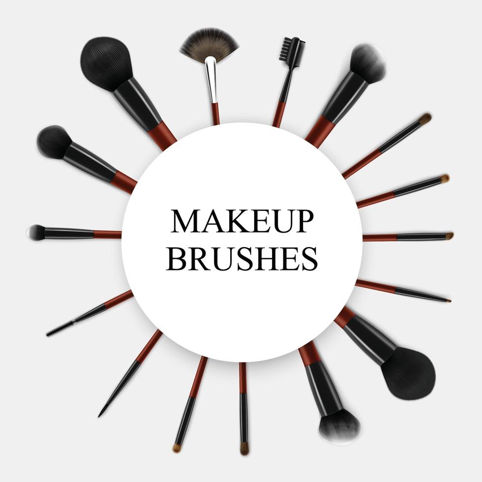 make-up borstels realistische set frame vectorillustratie vector