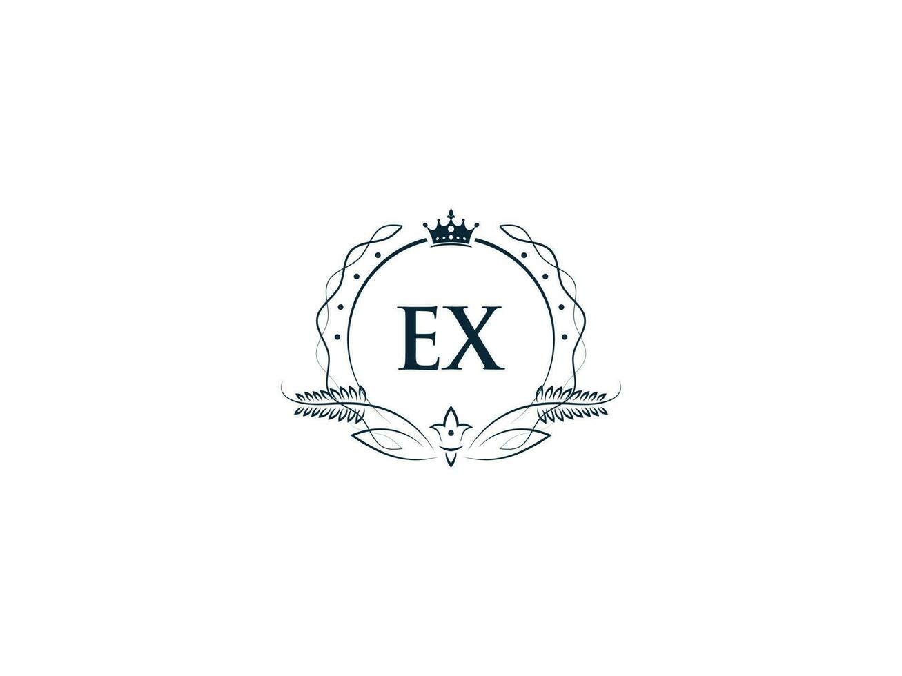 minimaal ex logo icoon, luxe kroon ex xe vrouwelijk brief logo icoon vector