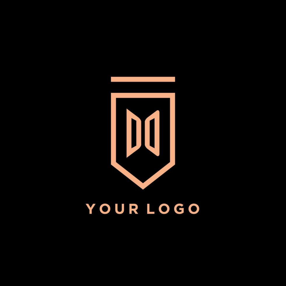 Doen monogram eerste met schild logo ontwerp icoon vector