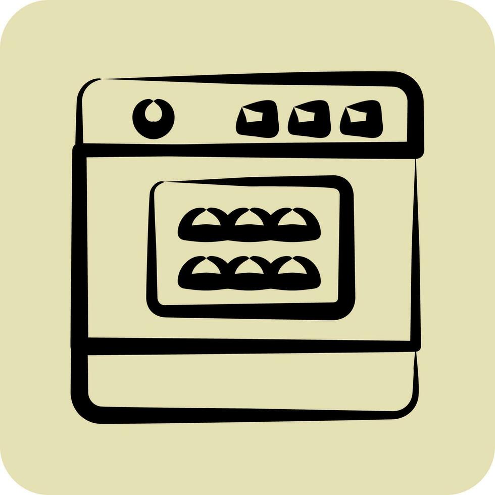 icoon oven. geschikt voor bakkerij symbool. hand- getrokken stijl. gemakkelijk ontwerp bewerkbaar. ontwerp sjabloon vector