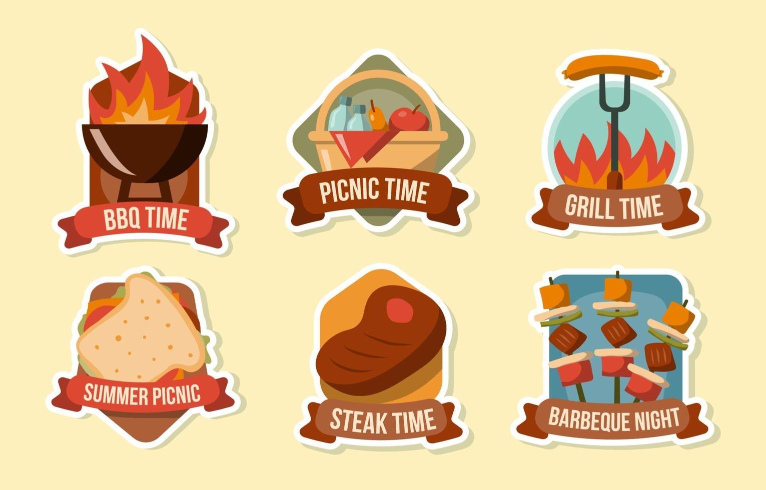 picknick en barbecue badge vector