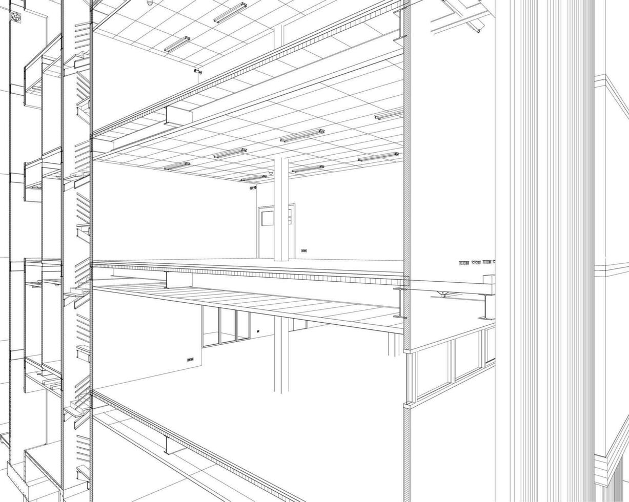 3d illustratie van gebouw project vector