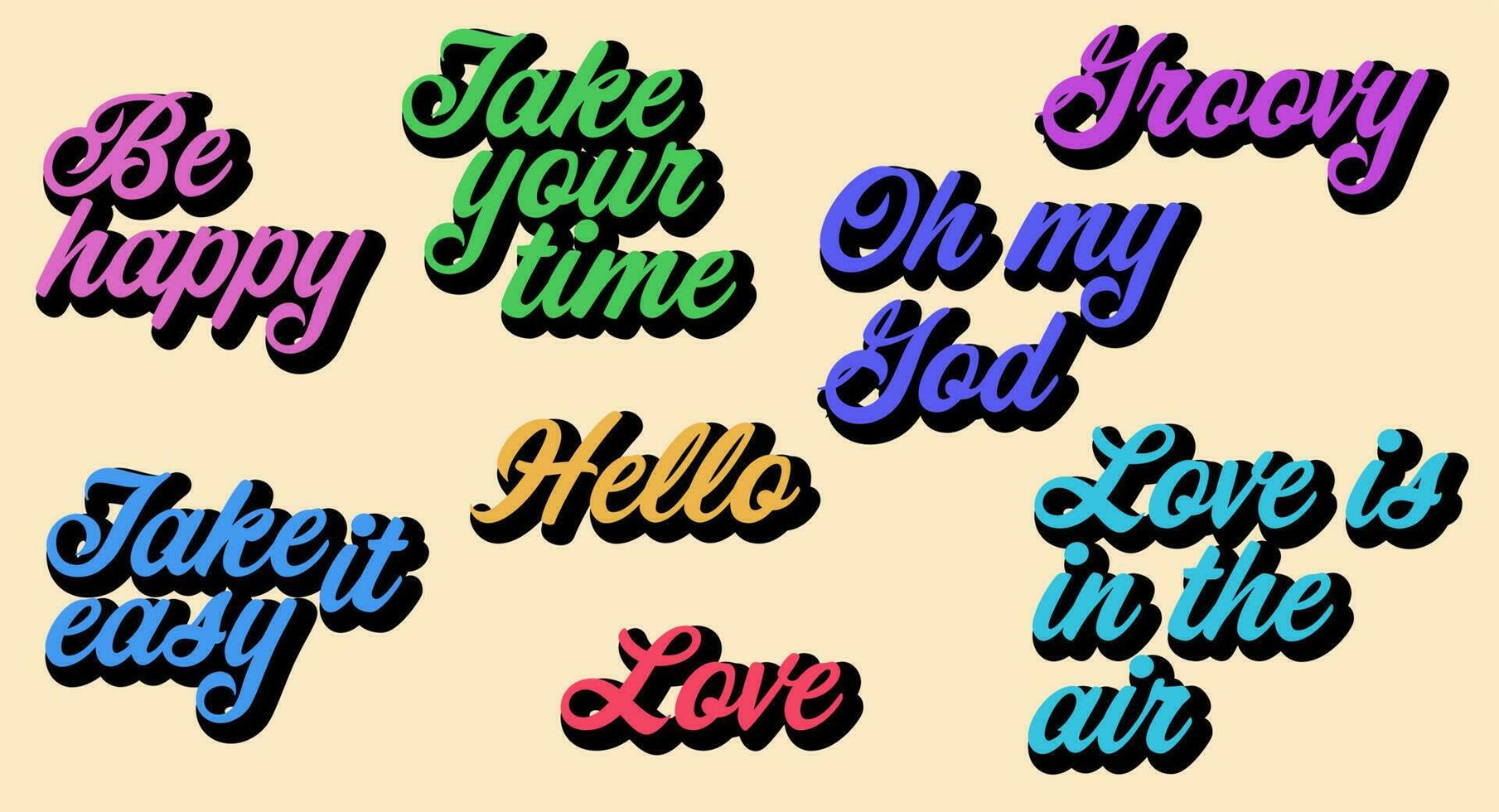 gemengd reeks van vector groovy typografie