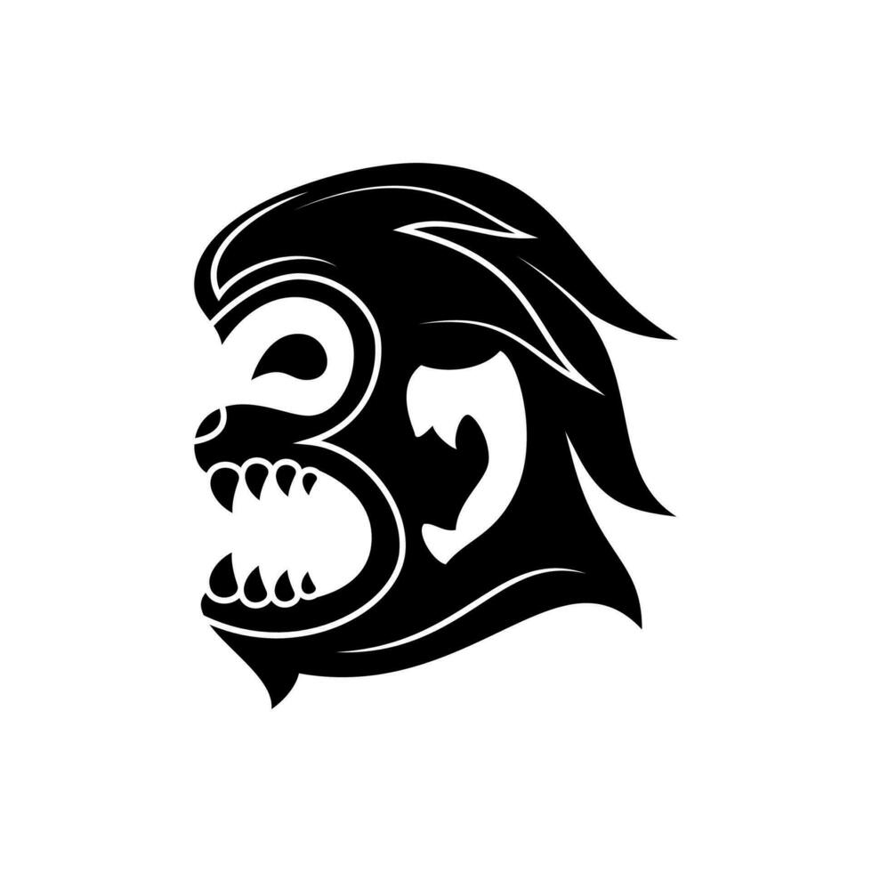 beest gorilla icoon silhouet. gemakkelijk, minimaal en creatief concept. gebruikt voor logo's, pictogrammen, symbolen of mascottes vector