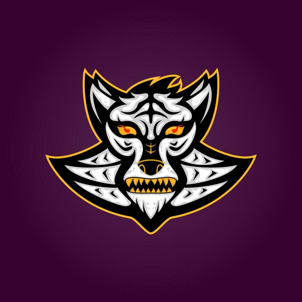 wit tijger mascotte illustratie voor gaming logo. modern ontwerp. geschikt voor e sport logo, embleem, of t overhemd ontwerp vector