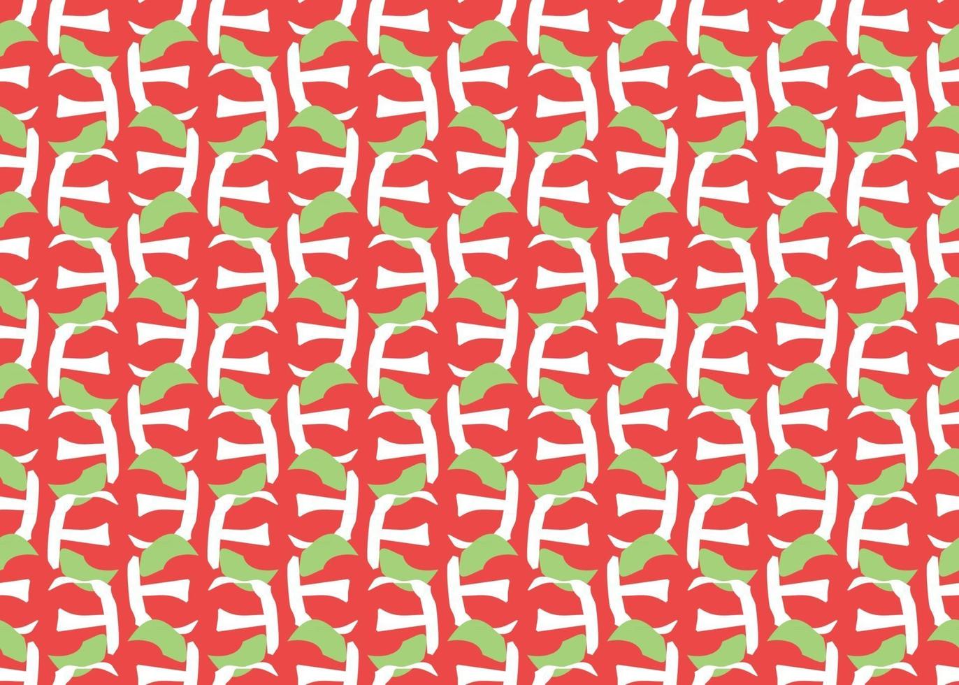 vector textuur achtergrond, naadloze patroon. hand getrokken, rode, groene, witte kleuren.