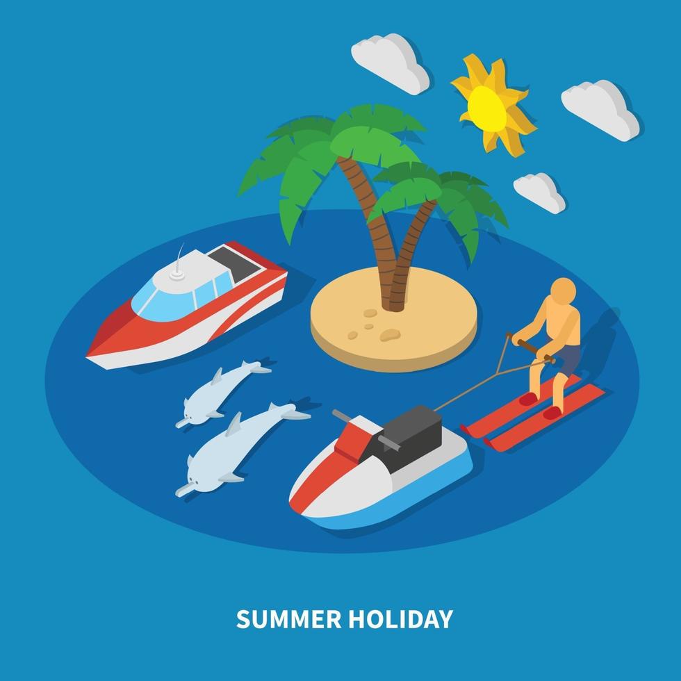 zomervakantie isometrische samenstelling vectorillustratie vector