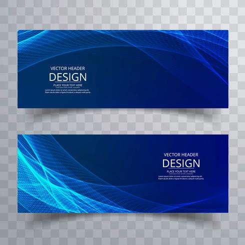 Moderne blauwe golvende banners geplaatst ontwerp vector