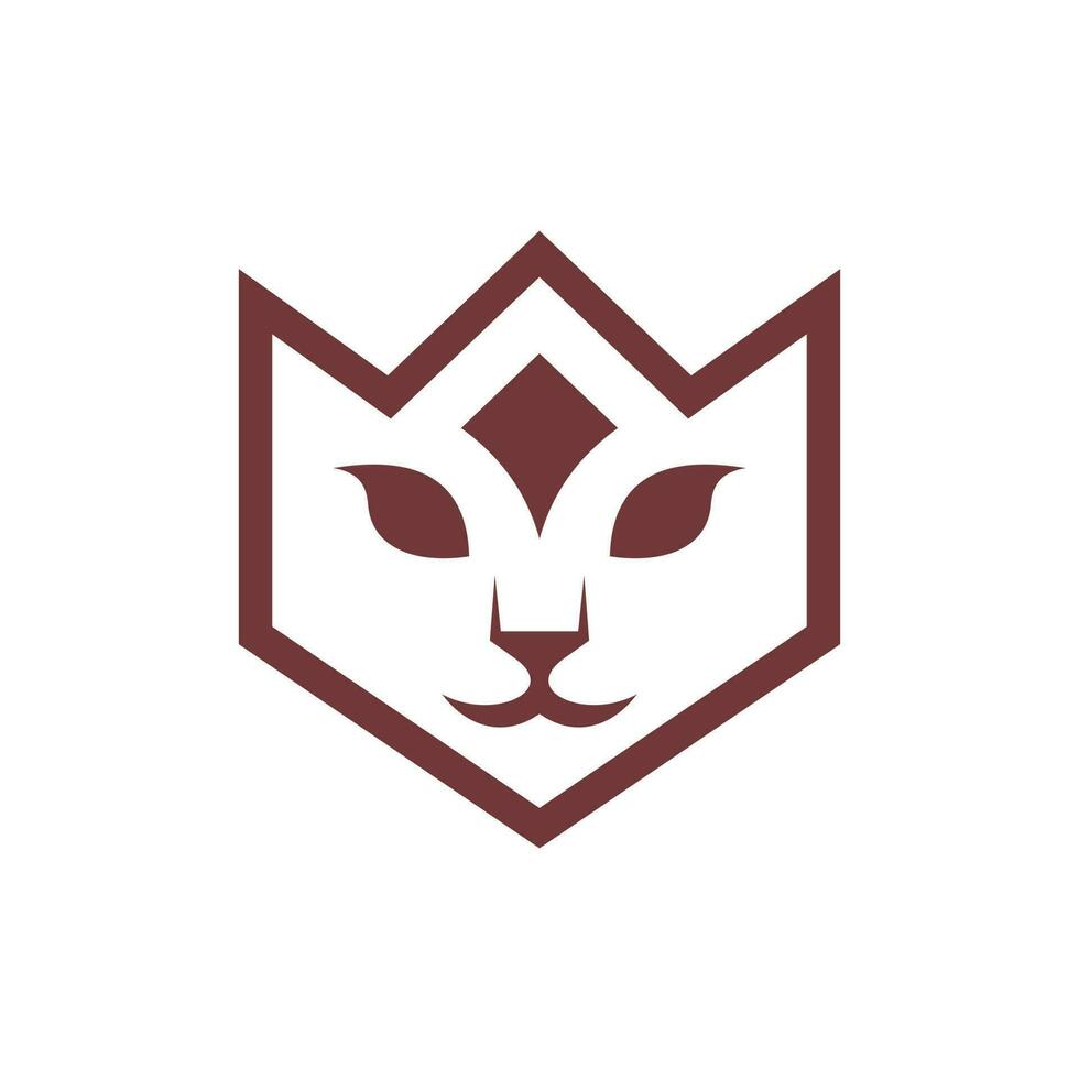 kat gezicht dier kroon modern creatief logo vector