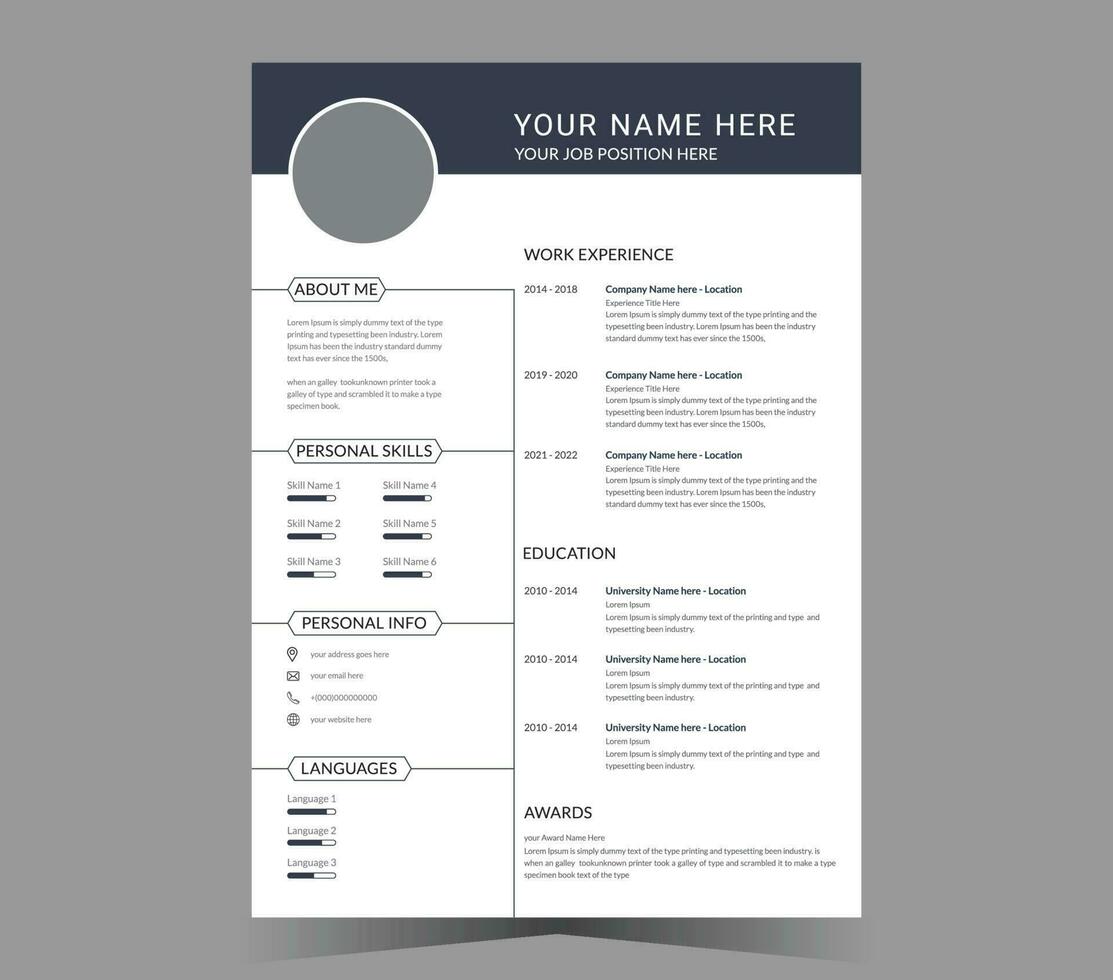 CV sjabloon of modern hervat en vector ontwerp.