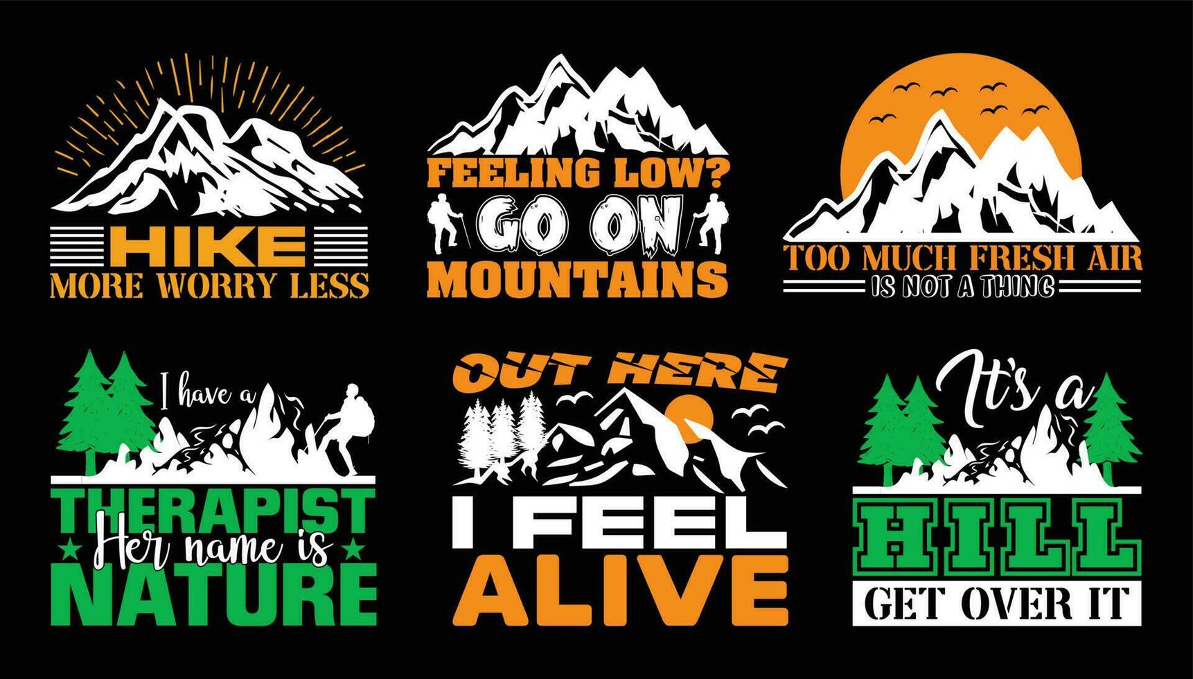 wandelen t overhemd ontwerp bundel, citaten over hiking, wandelen t shirt, hiking, camping, avontuur, buitenshuis typografie t overhemd ontwerp verzameling vector