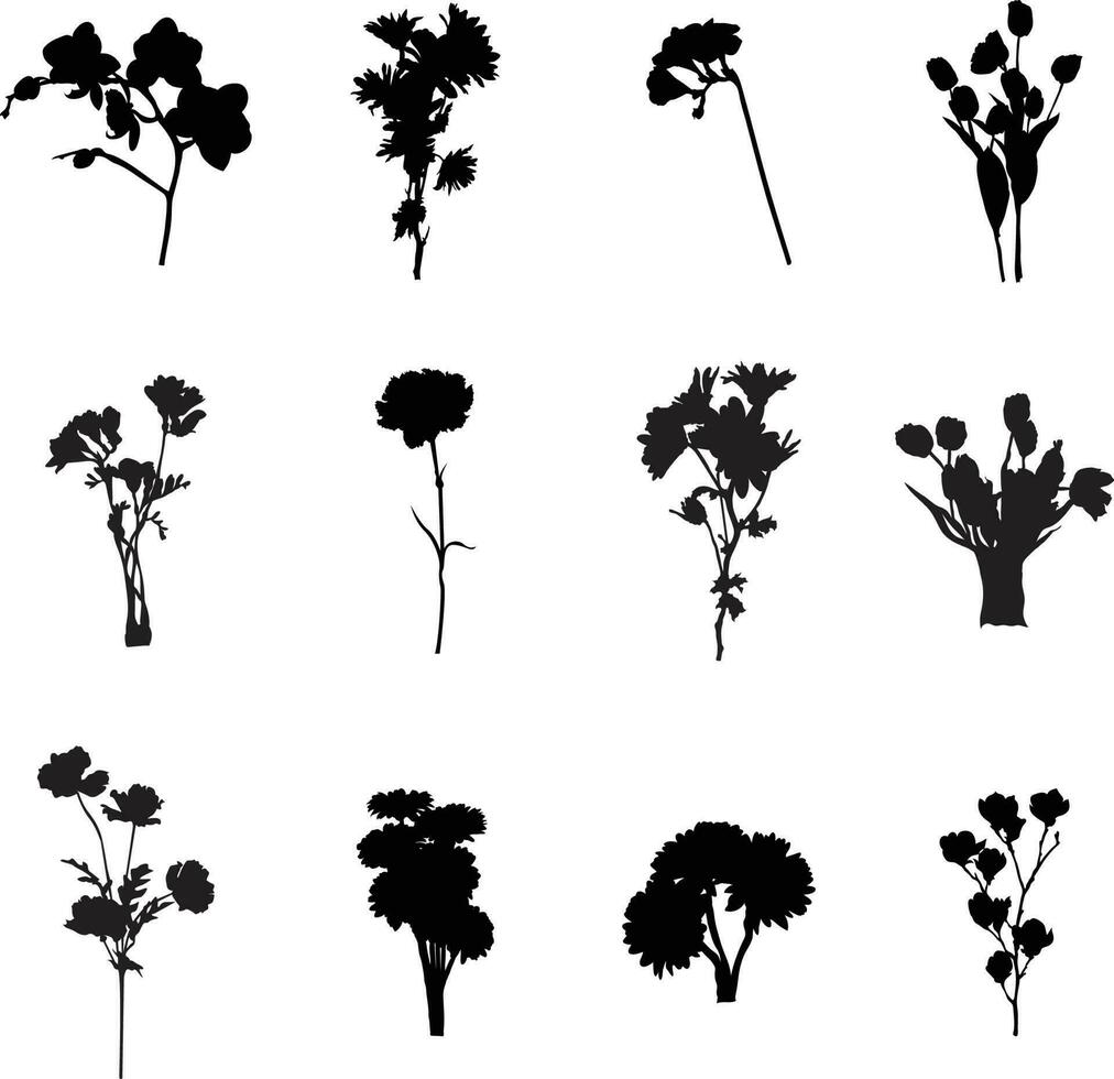 een verzameling van bloemen in divers standen en poses vector